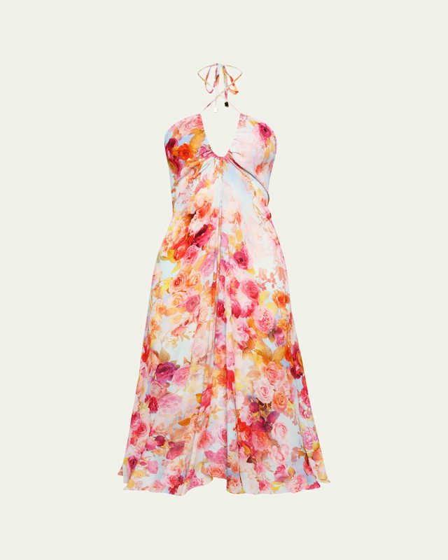 Soft Cloud Floral Cheri Bandeau Midi Dress